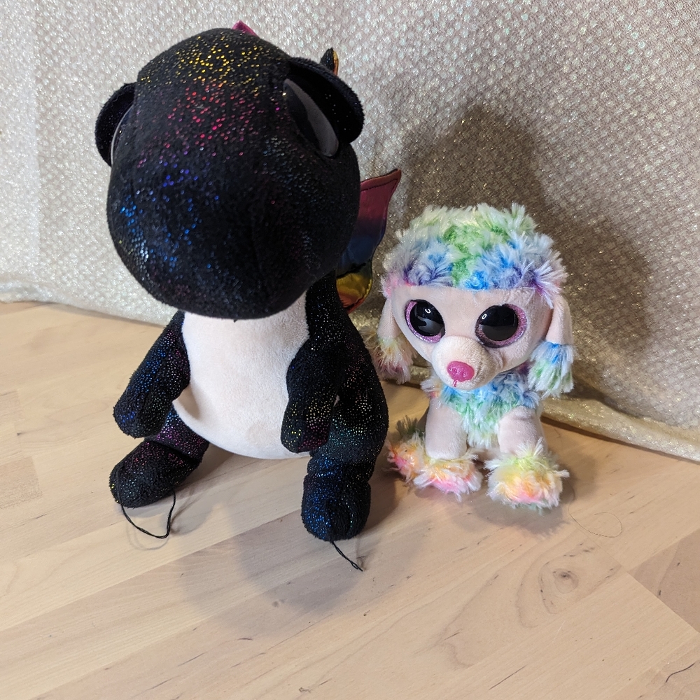 Ty plush poodle and dragon bundle